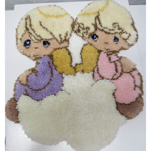 Precious Moments Angels Latch Hook Rug Completed